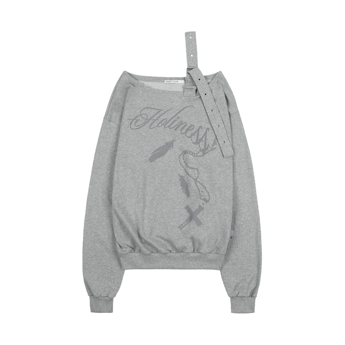 F24ZB063-MELANGE GRAY Fancy Club One-Shoulder Buckle Sweatshirt Melange Gray - 대표 이미지 #1