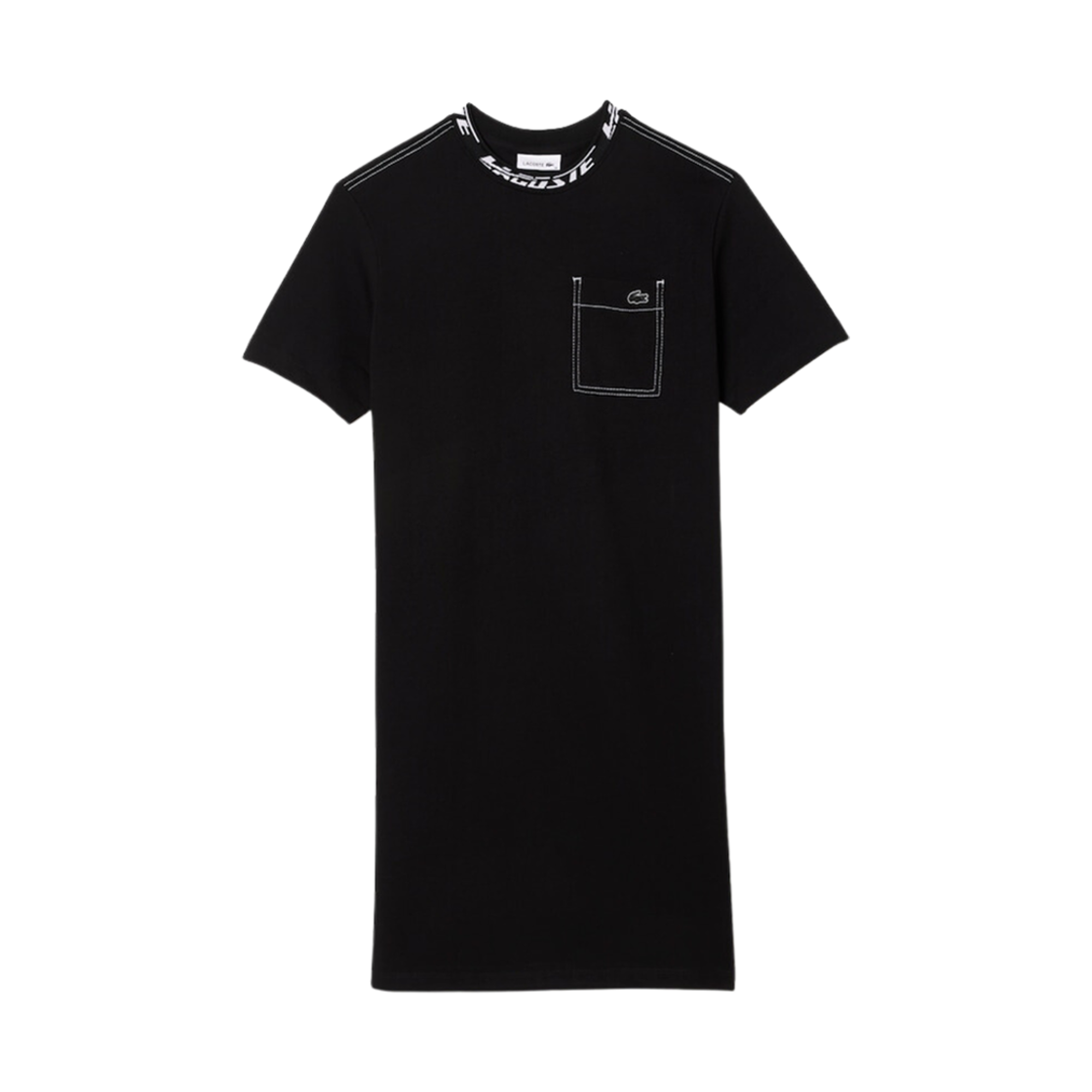 (W) 라코스테 오버사이즈 숏슬리브 티셔츠 드레스 블랙((W) Lacoste Oversized Short Sleeve T-Shirt Dress Black) - 1