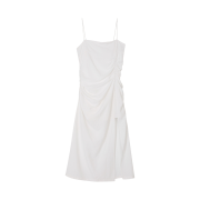 (W) Bohemian Seoul Shirring Linen Slit OPS Ivory