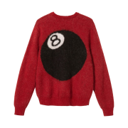 Stussy 8 Ball Heavy Brushed Mohair Sweater Red