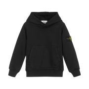 (Kids) Stone Island 61640 Cotton Fleece Hooded Sweatshirt Black - 22FW