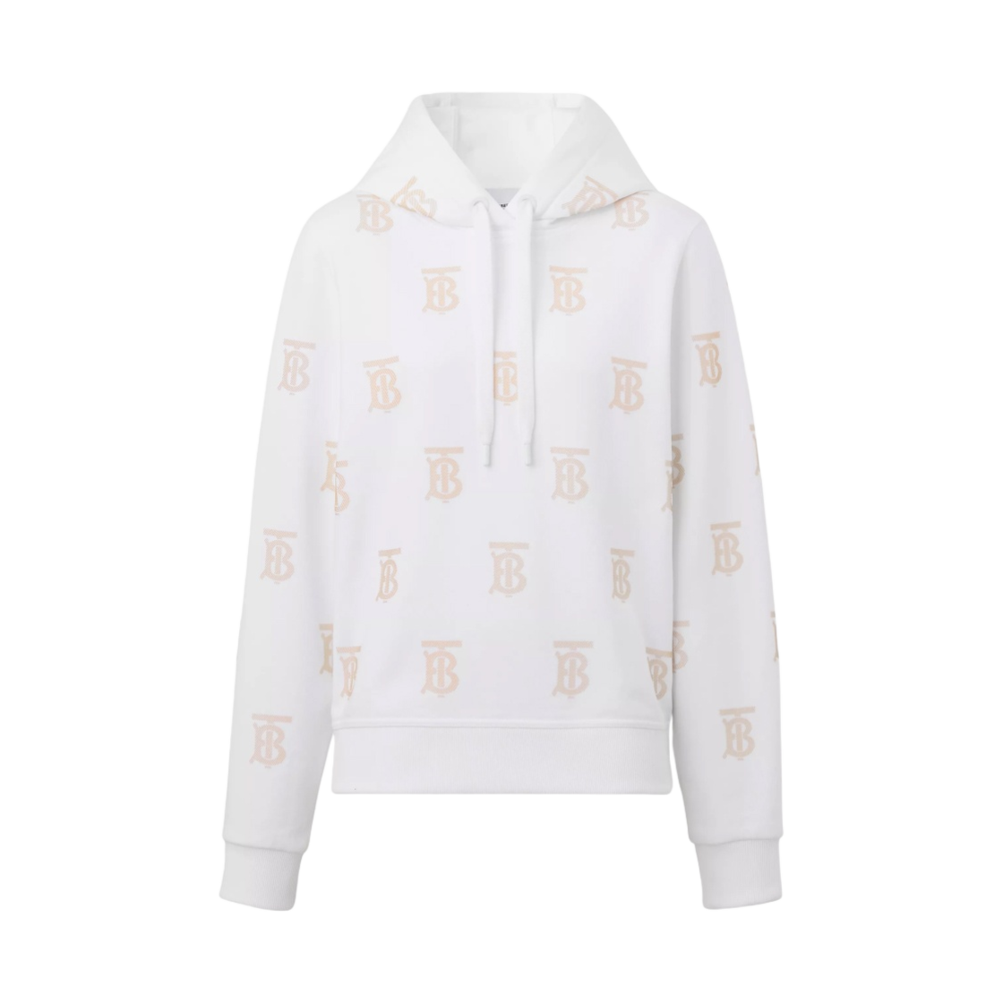 (W) 버버리 모노그램 모티프 코튼 후드 화이트((W) Burberry Monogram Motif Cotton Hoodie White) - 1