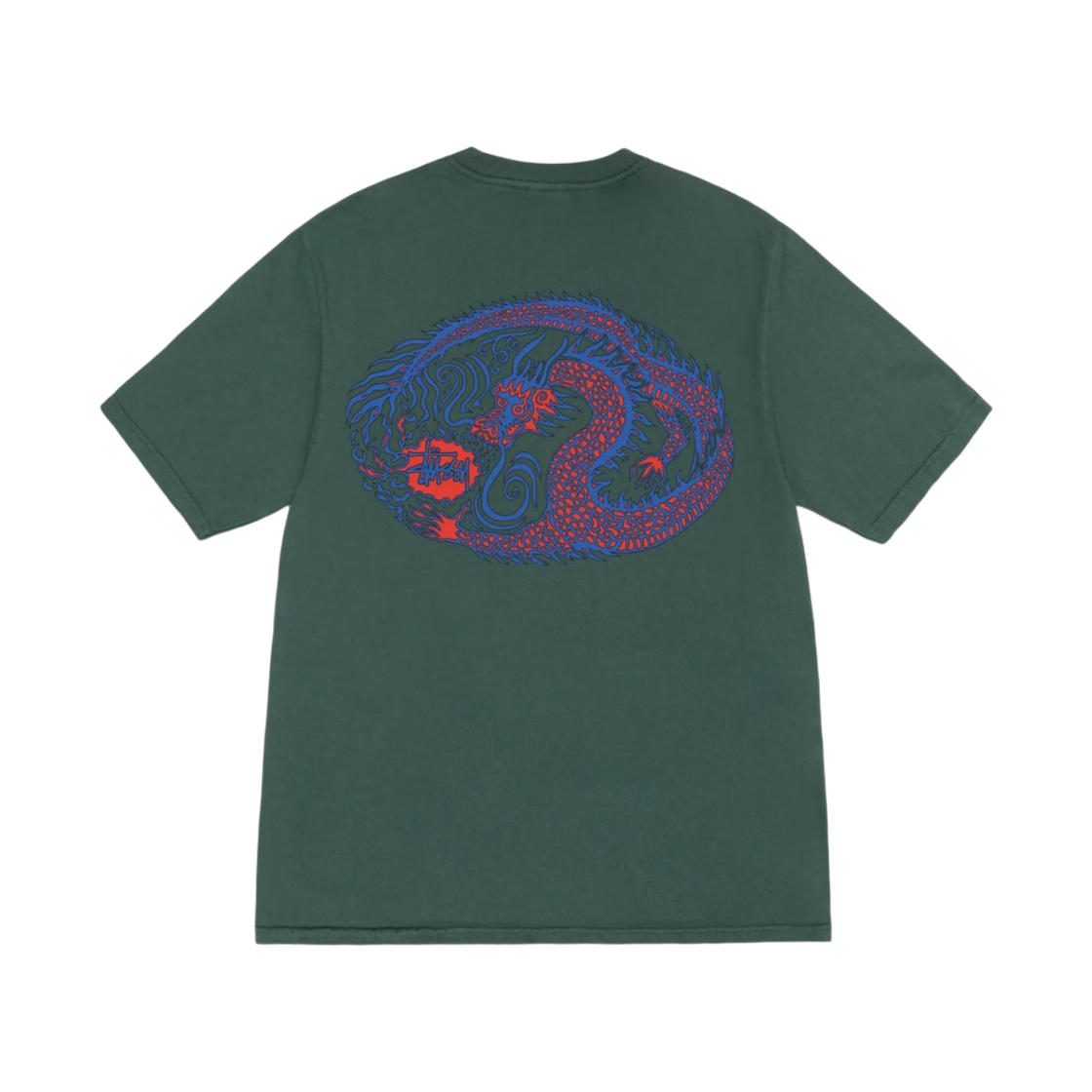 1904978 Stussy Mosaic Dragon T-Shirt Pigment Dyed Forest
