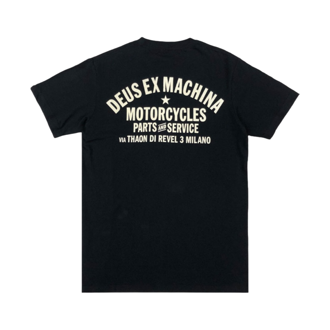 데우스 엑스 마키나 밀라노 어드레스 티셔츠 블랙(Deus Ex Machina Milano Adress T-Shirt Black)