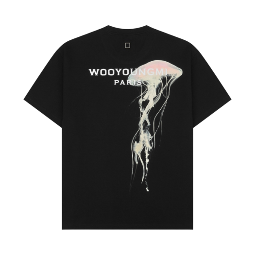 W241TS04708B Wooyoungmi Luminous Jellyfish Back Logo T-Shirt Black - 24SS