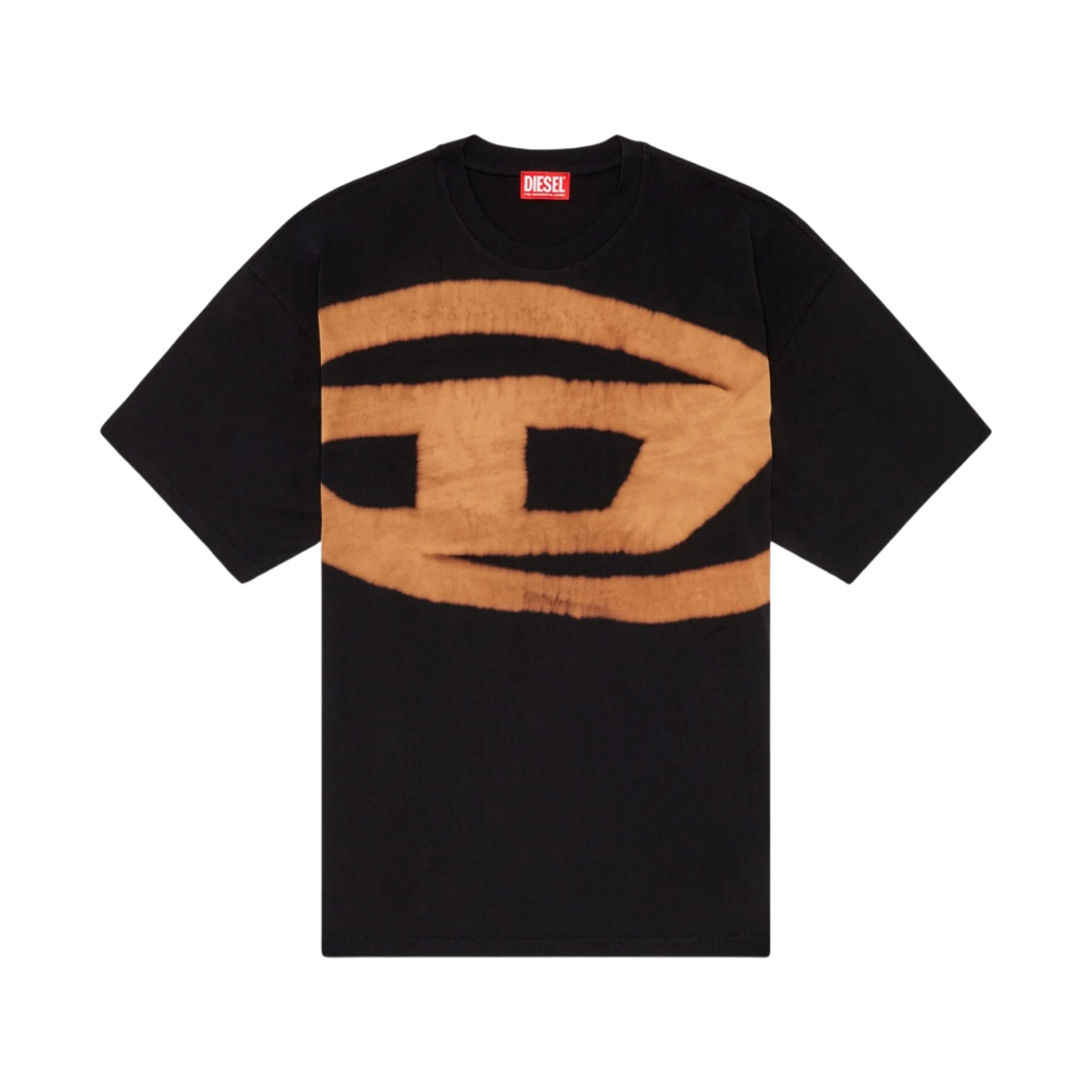 디젤 T-박스트-블리치 티셔츠 블리치드 오발 D 로고 오렌지 블랙(Diesel T-Boxt-Bleach T-Shirt with Bleached Oval D Logo Orange Black)