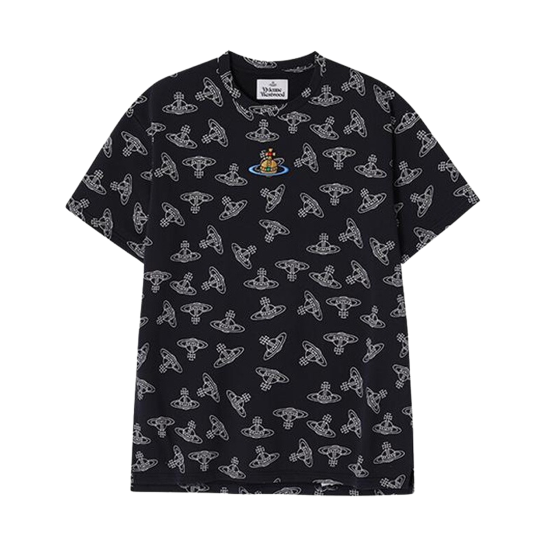 3I01000S-J0079-K303 Vivienne Westwood Oversized Logo T-Shirt Navy White