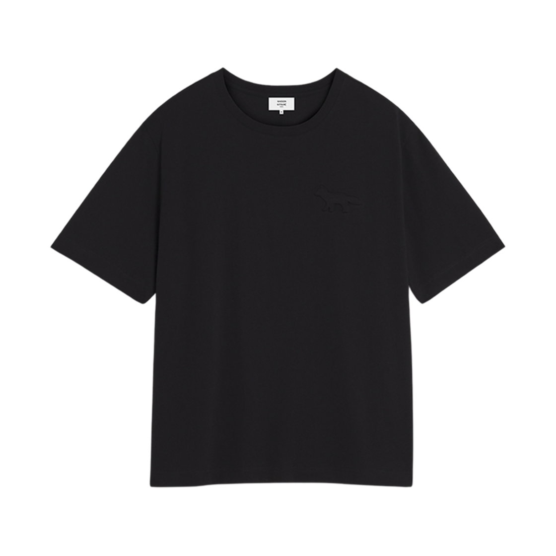 OM00116KJ7016-P199 Maison Kitsune Embossed Profile Fox Oversize T-Shirt Black