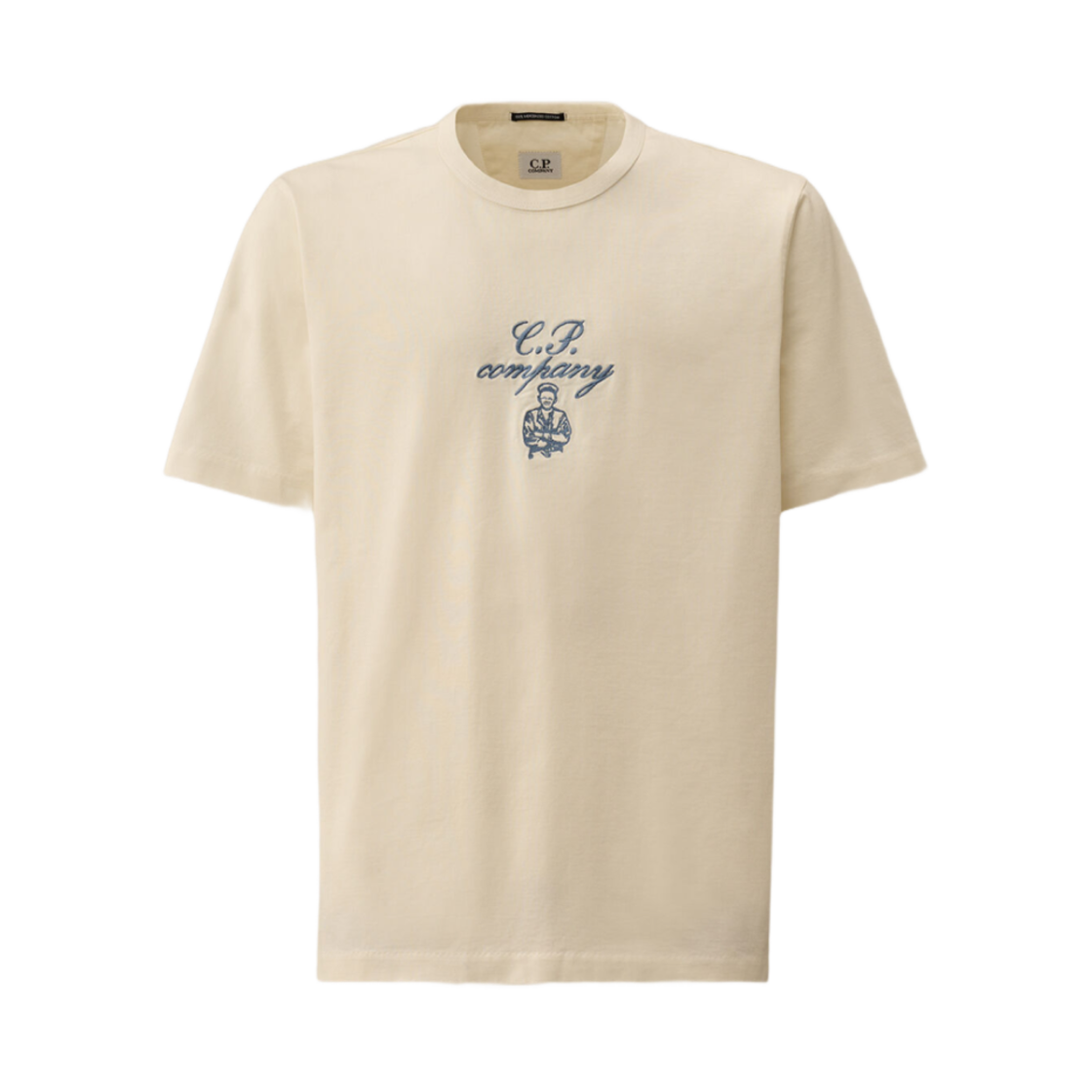 18CMTS109A110301W103 C.P. Company 30/2 Mercerized Jersey Twisted Embroidery T-Shirt Gauze White - 25SS