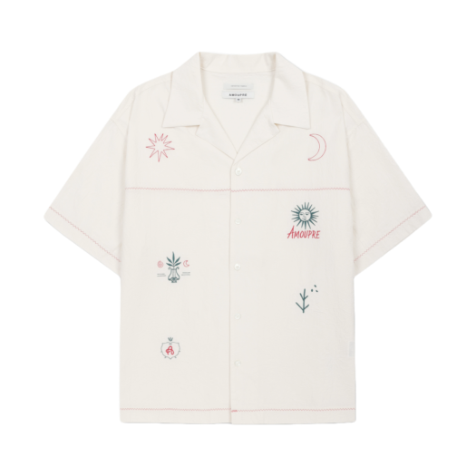 J3SAM25311IVX AMOUPRE Embroidered Short Sleeve Shirt Ivory