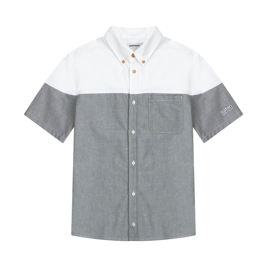 saf00463 Safarispot Regular Two Tone Half Shirts - White/Gray