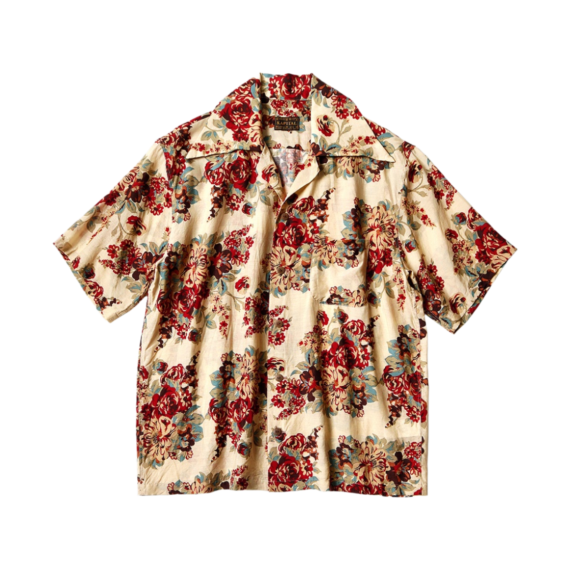 캐피탈 실크 레이온 샴페인 마리아 패턴 랭글 칼라 알로하 셔츠 키나리(Kapital Silk Rayon Champagne Maria Pattern Wrangle Collar Aloha Shirt Kinari)