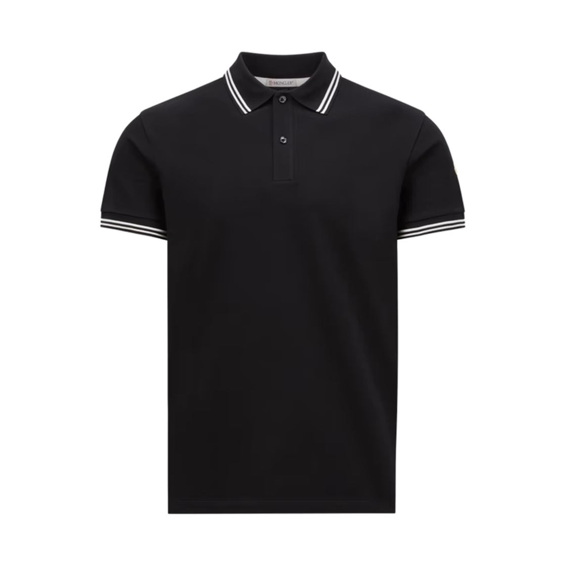 몽클레르 스트라이프 트림 코튼 피케 폴로 셔츠 다크 블루 - 25SS(Moncler Striped Trim Cotton Piquet Polo Shirt Dark Blue - 25SS)