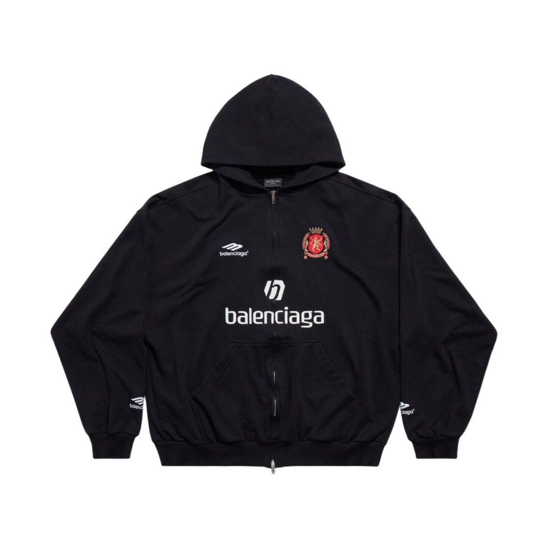 발렌시아가 사커 시리즈 바르셀로나 사커 미디움 핏 집업 후드 블랙(Balenciaga Soccer Series Barcelona Soccer Zip-Up Medium Fit Hoodie Black)