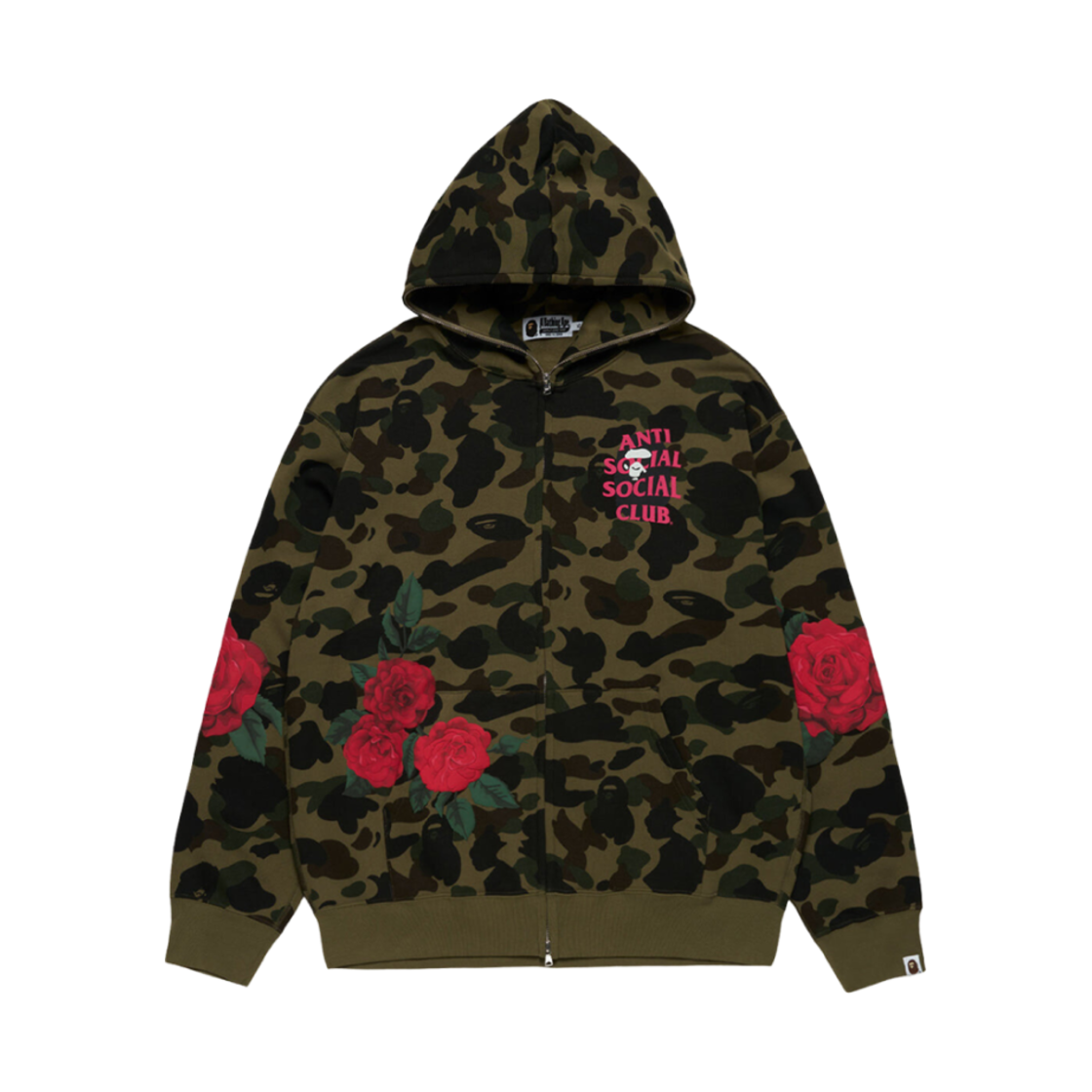 베이프 x 안티 소셜 클럽 어 베이싱 에이프 풀 집 후드 그린(BAPE x Anti Social Club A Bathing Ape Full Zip Hoodie Green)