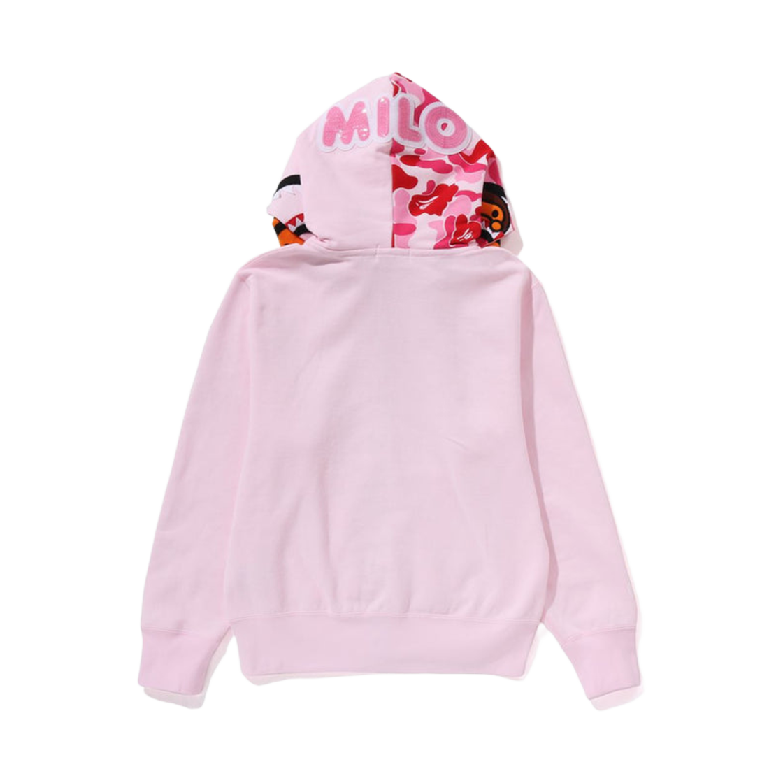 (W) 베이프 마일로 샤크 풀 집 더블 후드 핑크((W) BAPE Milo Shark Full Zip Double Hoodie Pink) - 3