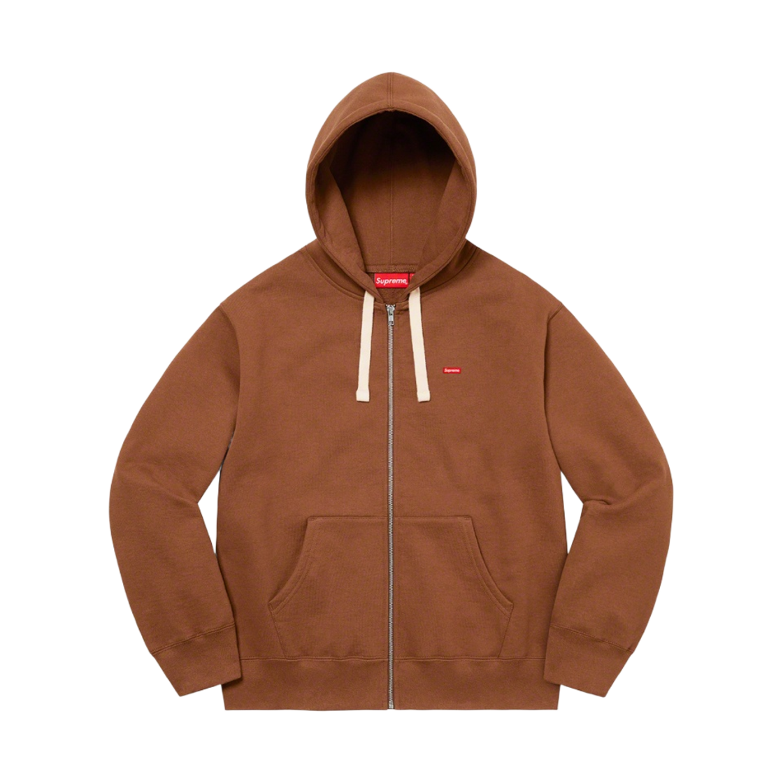 슈프림 스몰 박스 드로우코드 집업 후드 스웨트셔츠 브라운 - 22FW