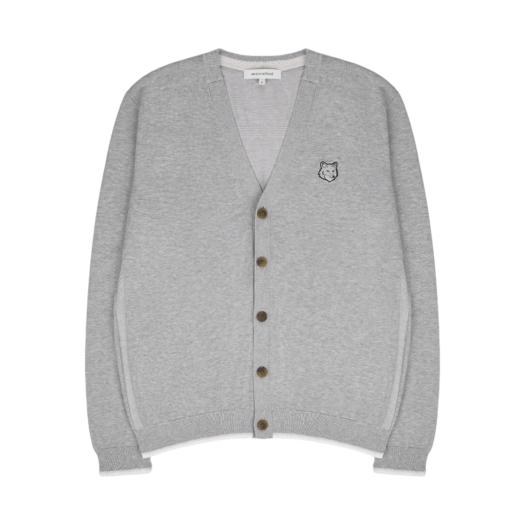MM00502KT1103-H150 Maison Kitsune Bold Fox Head Patch Regular Cardigan Grey Melange