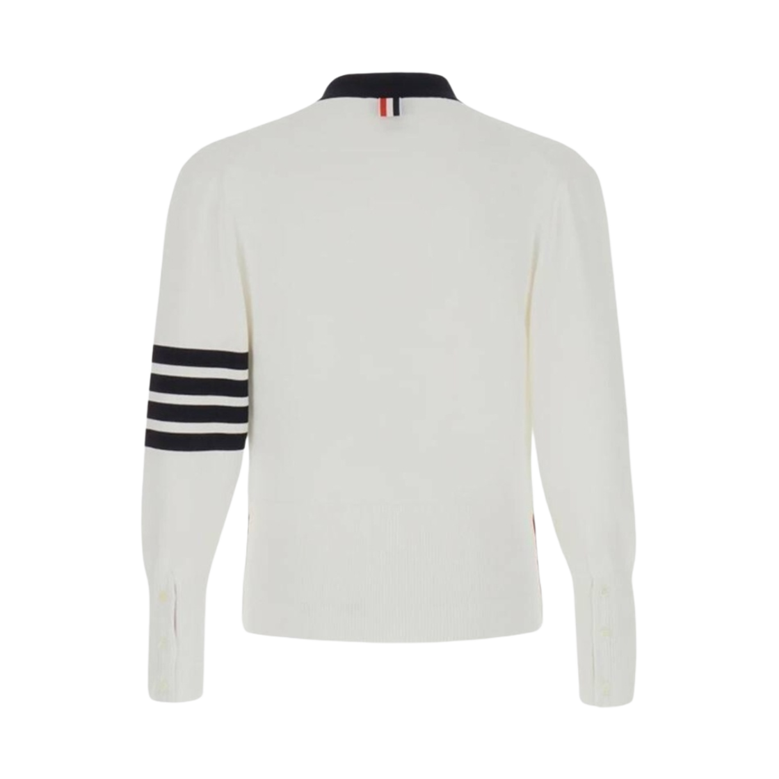 톰브라운 코튼 사선 브이넥 케이블 가디건 화이트(Thom Browne Cotton 4-Bar V-Neck Cable Cardigan White) - 2