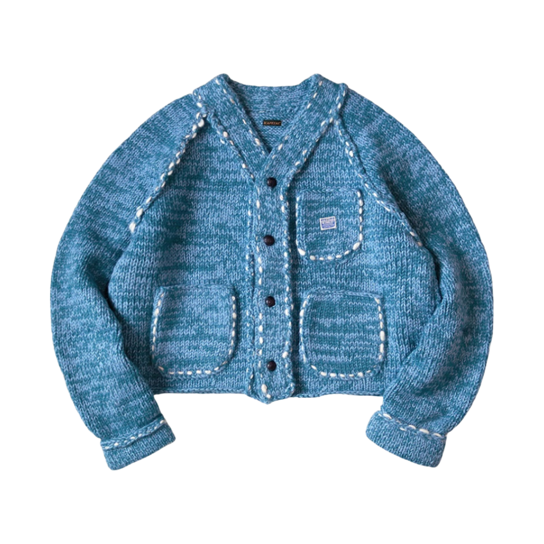 캐피탈 울 핸드 니트 코위찬 레일로드 자켓 네이비(Kapital Wool Hand Knit Cowichan Railroad Jacket Navy) - 1