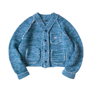 Kapital Wool Hand Knit Cowichan Railroad Jacket Navy