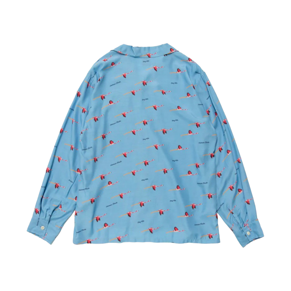 휴먼 메이드 플라밍고 오픈 칼라 롱슬리브 셔츠 블루(Human Made Flamingo Open Collar L/S Shirt Blue) - 2