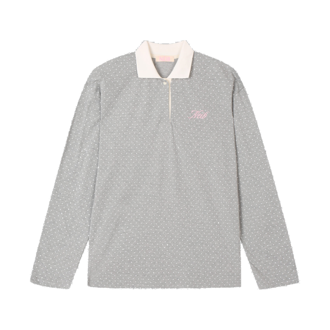네이비 도트 피케 폴로 탑 멜란지그레이(Neib Dot Pk Polo Top melange Grey)
