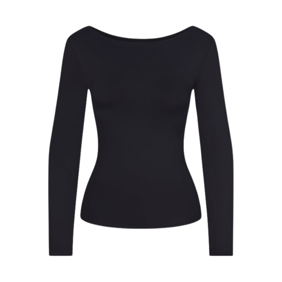 (W) 카이 스무스 스트레치 보트 넥 롱슬리브 블랙(Khy Smooth Stretch Boat Neck Long Sleeve Black)