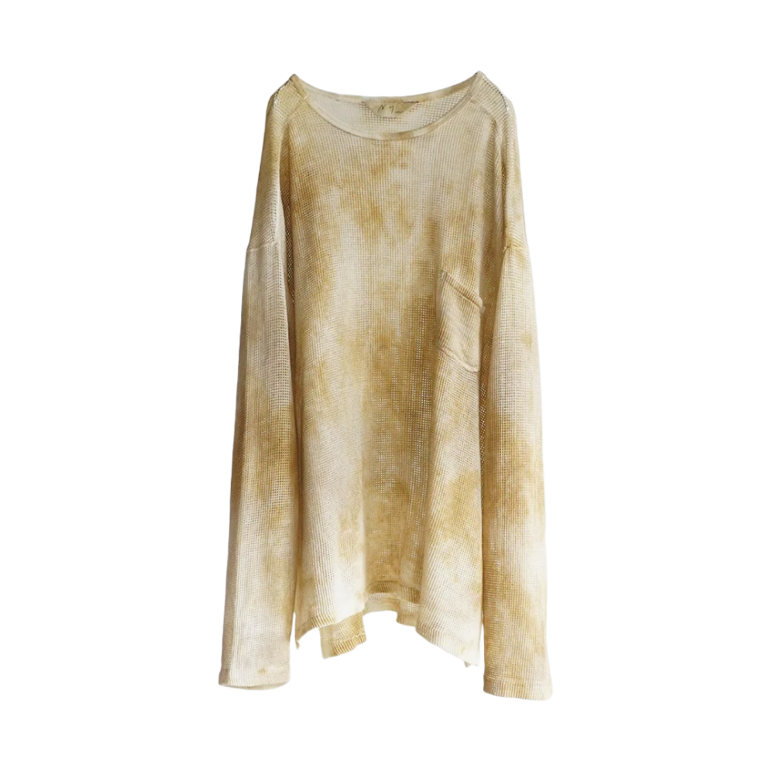 ANC-CT54-3 Ancellm Dyed Mesh LS T-Shirt Beige