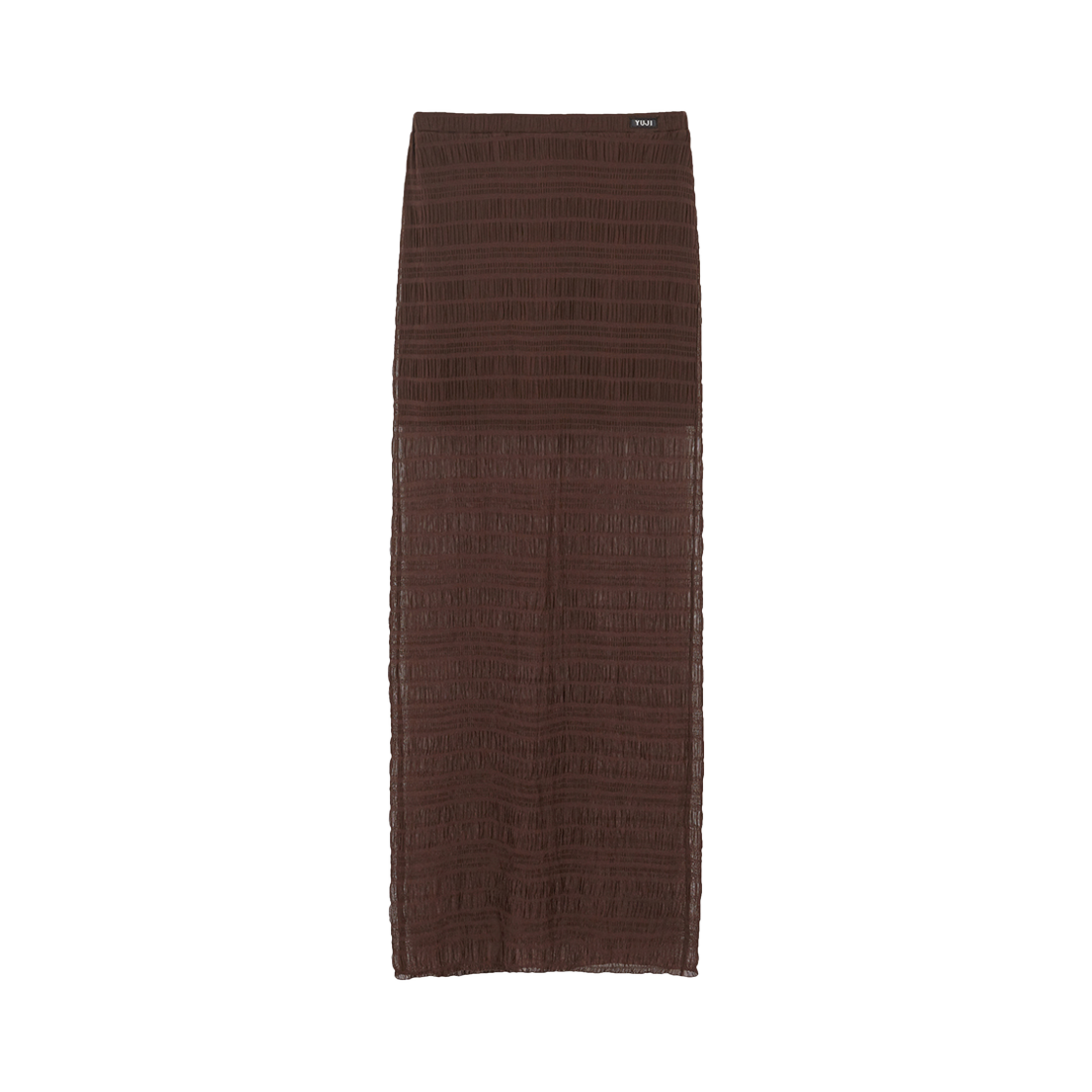YJ0424_08_copy02 YUJI Sheer Smocking Maxi Skirt Brown
