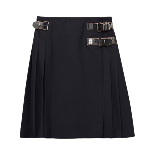 (W) Prada Kid Mohair Skirt Navy
