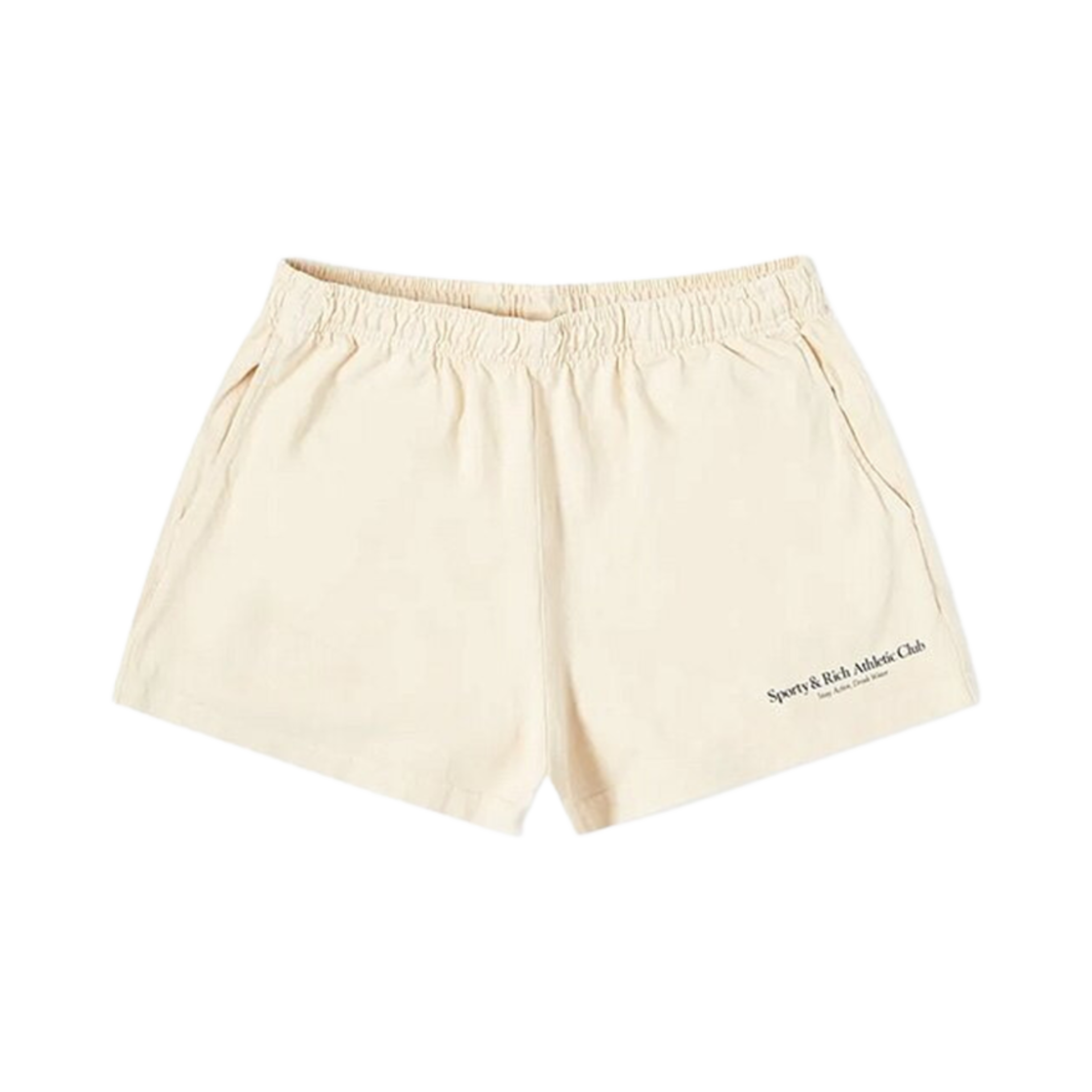 SH843CR Sporty & Rich Athletic Club Disco Shorts Cream Navy