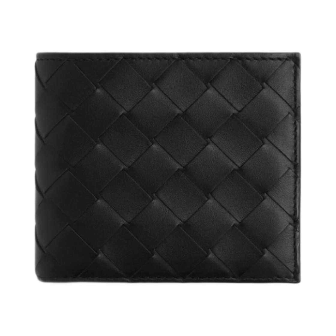 보테가 베네타 인트레치아토 코인 반지갑 블랙 레드스톤(Bottega Veneta Intrecciato Bi-Fold Wallet with Coin Purse Black Redstone) - 1