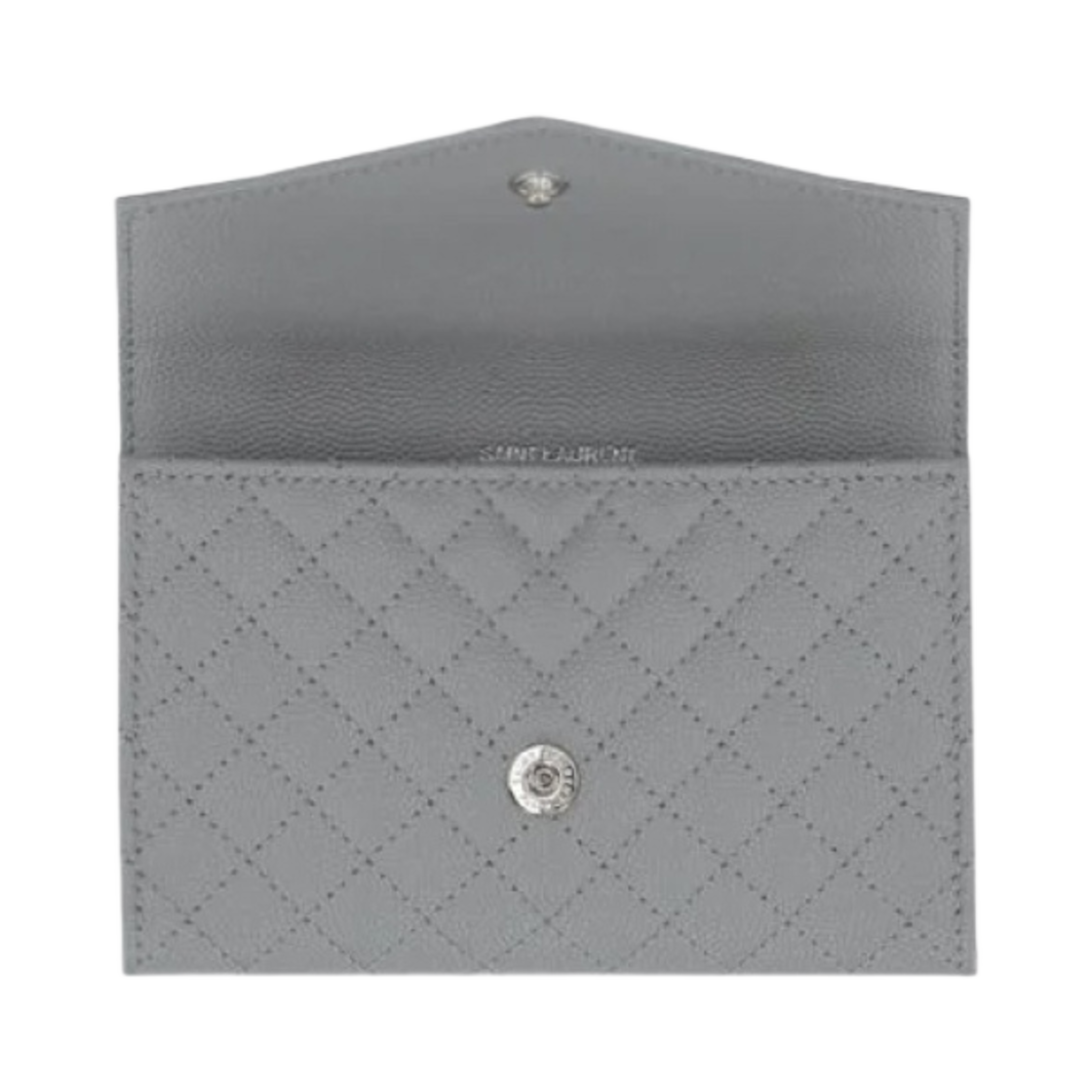 생로랑 그랑 드 뿌드르 엠보스드 레더 믹스 마틀라세 스몰 엔벨로프 지갑 블랙 그레이(Saint Laurent Small Envelope Wallet in Mix Matelasse Grain de Poudre Embossed Leather Gray) - 2