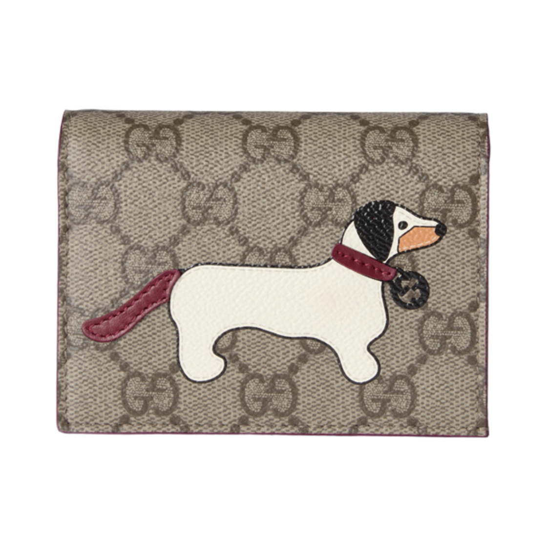 구찌 GG 미니 지갑 도그 디테일 베이지 다크 브라운(Gucci GG Mini Wallet with Dog Detail Beige Dark Brown) - 1