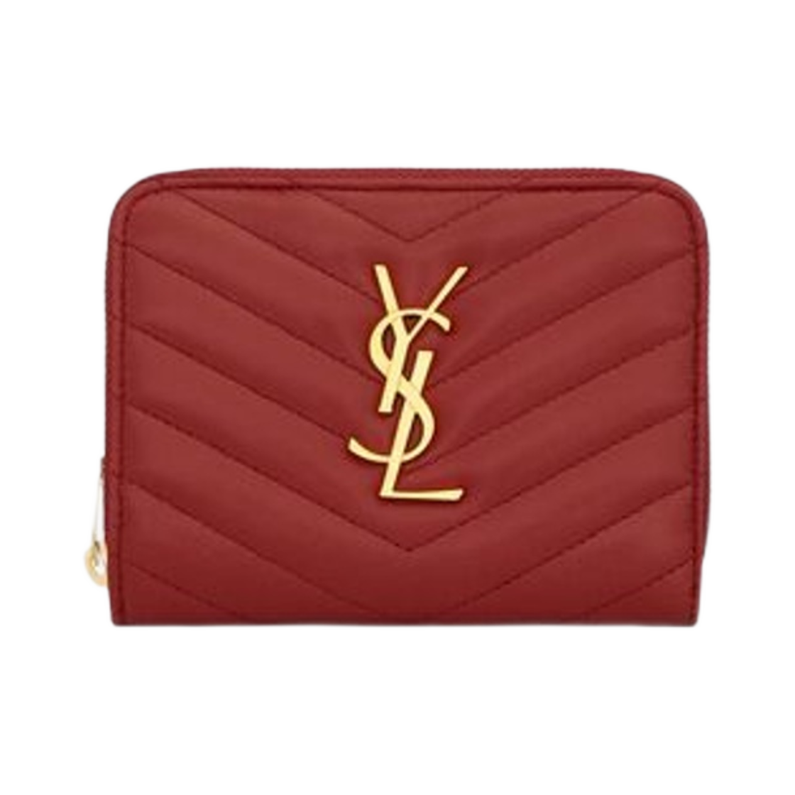생로랑 카산드라 마틀라세 컴팩트 집 어라운드 월렛 퀼티드 레더 루즈 오피움(Saint Laurent Cassandre Matelasse Compact Zip Around Wallet in Quilted Leather Rouge Opium)
