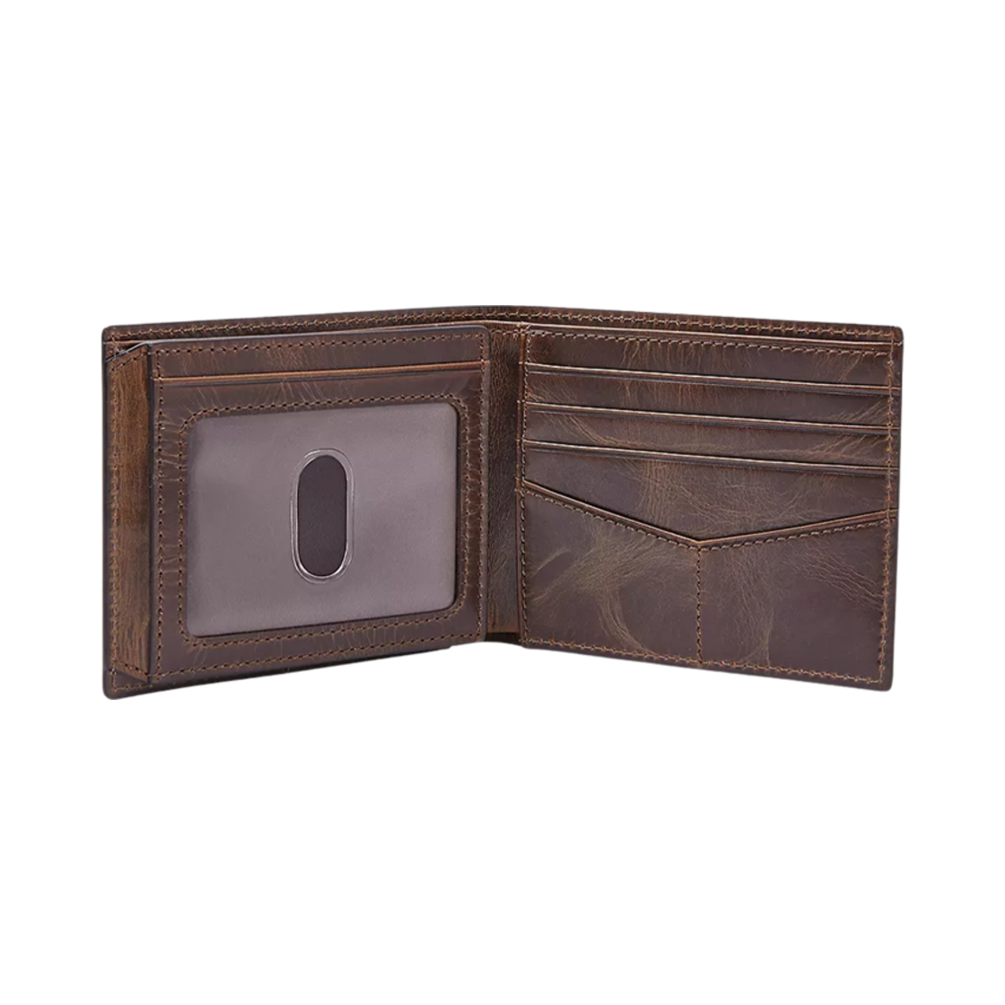 파슬 데릭 RFID 플립 ID 반지갑 다크 브라운(Fossil Derrick RFID Flip ID Bifold Dark Brown) - 2