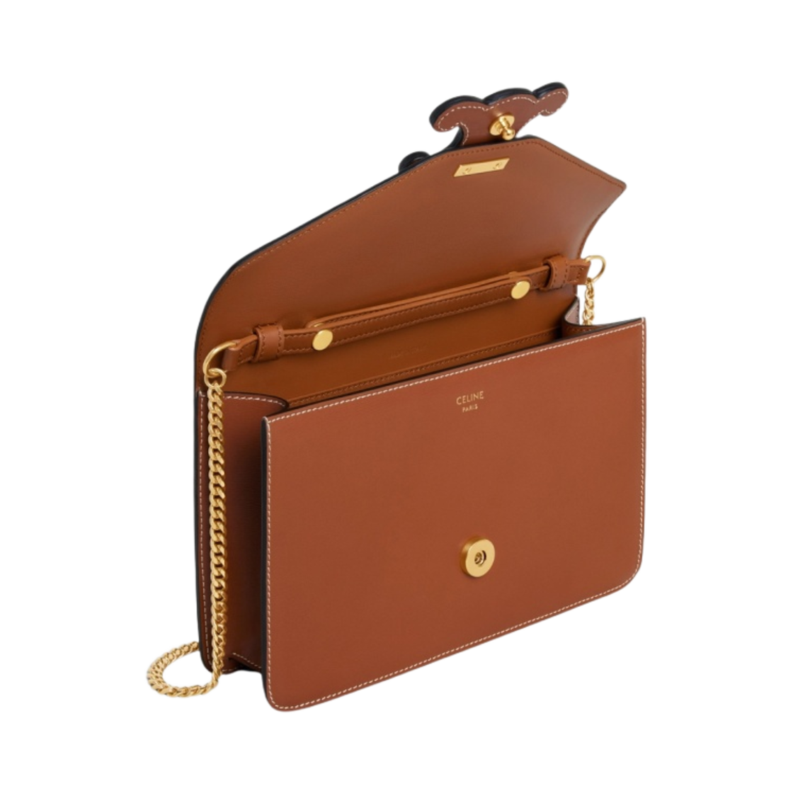 셀린느 샤이니 카프스킨 트리옹프 체인 월렛 탄(Celine Wallet on Chain Triomphe in Shiny Calfskin Tan) - 3