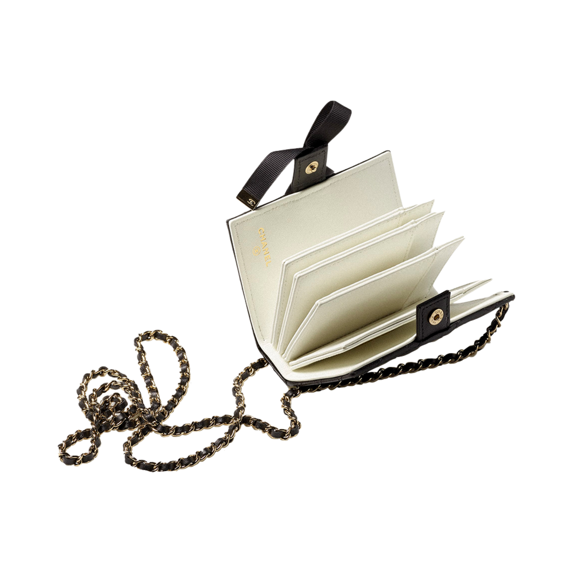 샤넬 체인 카드 홀더 램스킨 & 골드 메탈 블랙(Chanel Card Holder with Chain Lambskin & Gold Black) - 2
