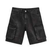 Zara Denim Cargo Bermuda Shorts Black