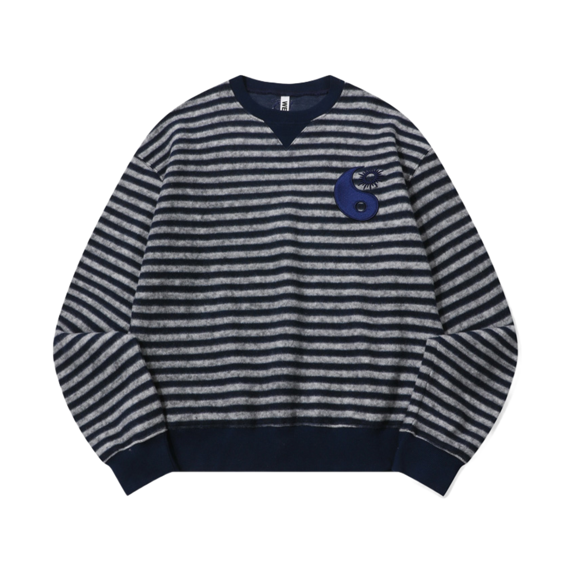 24fw-04 NV Wesken Stripe Yinyang Embroidery Sweatshirt Navy - 대표 이미지 #1