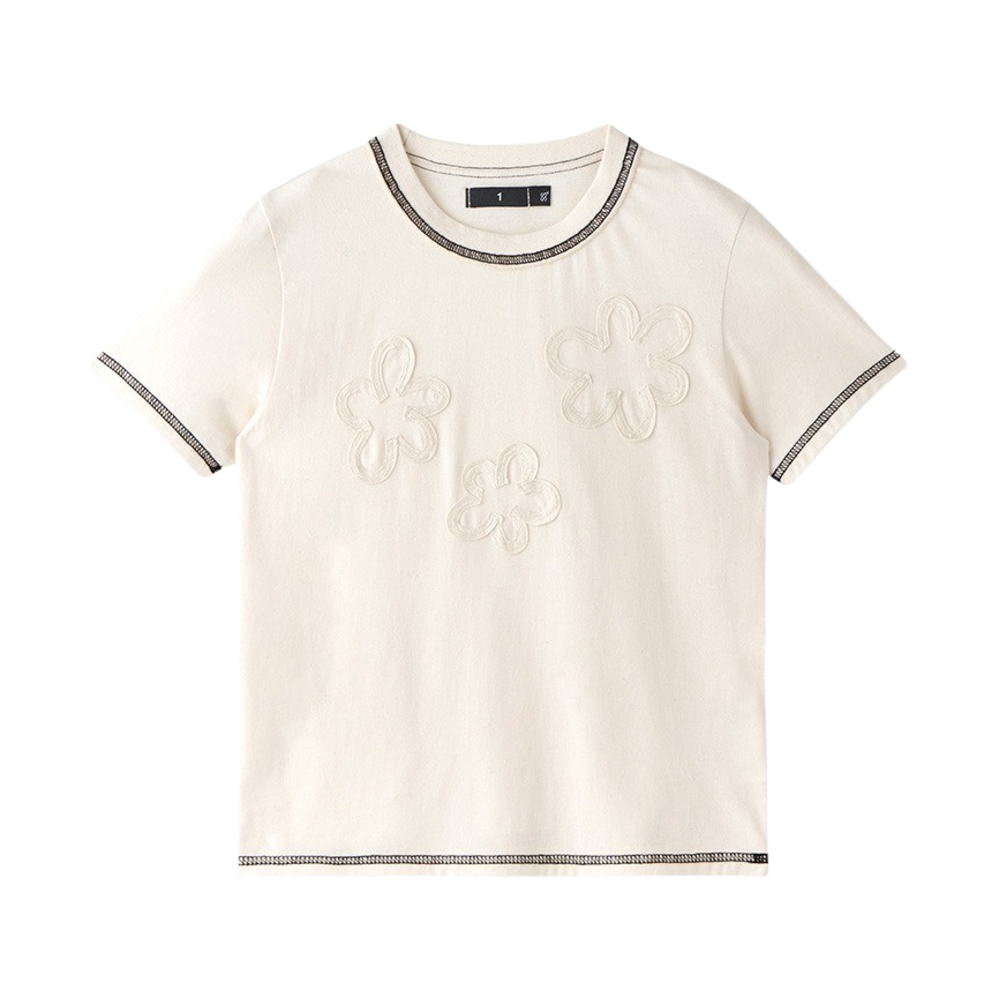 사파리스팟 우먼 1/2 플라워 그레이지 티 아이보리(Safarispot Women 1/2 Flower Greige Tee Ivory) - 1