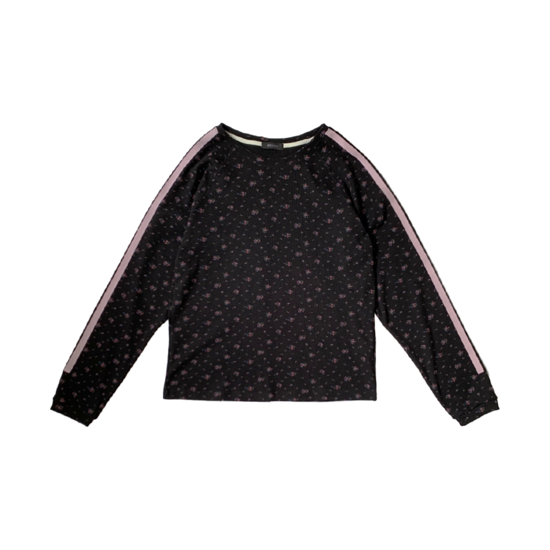 KS5BRTS005BK Kookeesee Waffle Raglan Tee Flowerblack