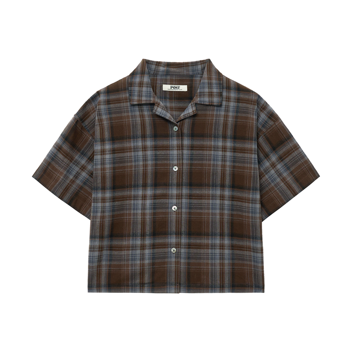 SFM1SH203ABR The Saturday Evening Post Check Half Shirts_Brown