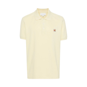 Maison Kitsune Fox Head Patch Polo Chalk Yellow