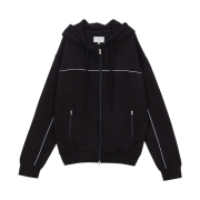 (W) Matin Kim Applique Piping Hoody Zip Up Jumper Black