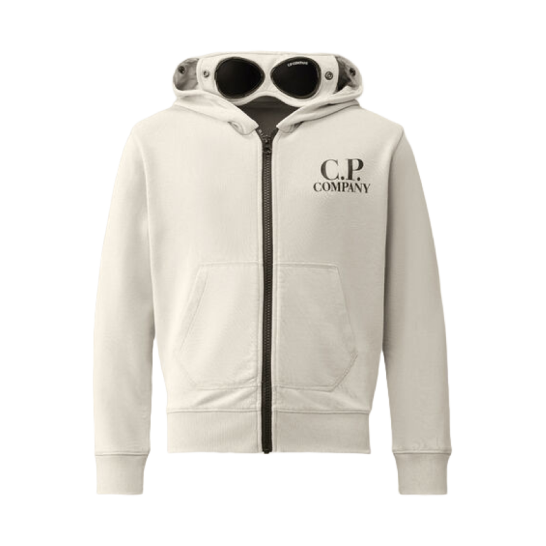 키즈) C.P. 컴퍼니 로고 지퍼 후드 화이트 - 24SS | C.P. Company | KREAM