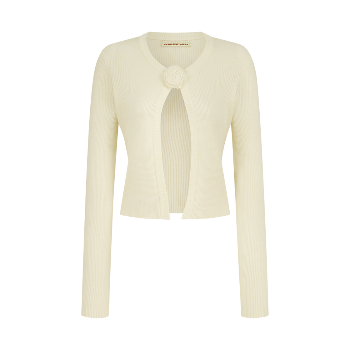 MF2513CD001MLYFR Margarin Fingers Rose Corsage Cardigan Light Yellow