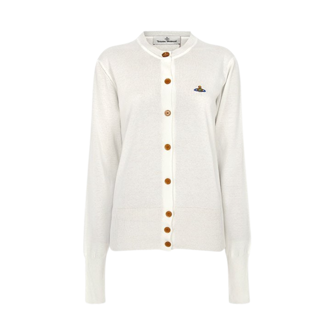 1803002P-Y003F-A401 Vivienne Westwood Orb Logo Cardigan White