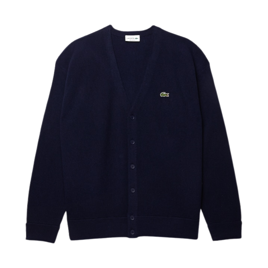 AH0397-00-166 Lacoste Relaxed Fit Carded Wool Cardigan Midnight Blue